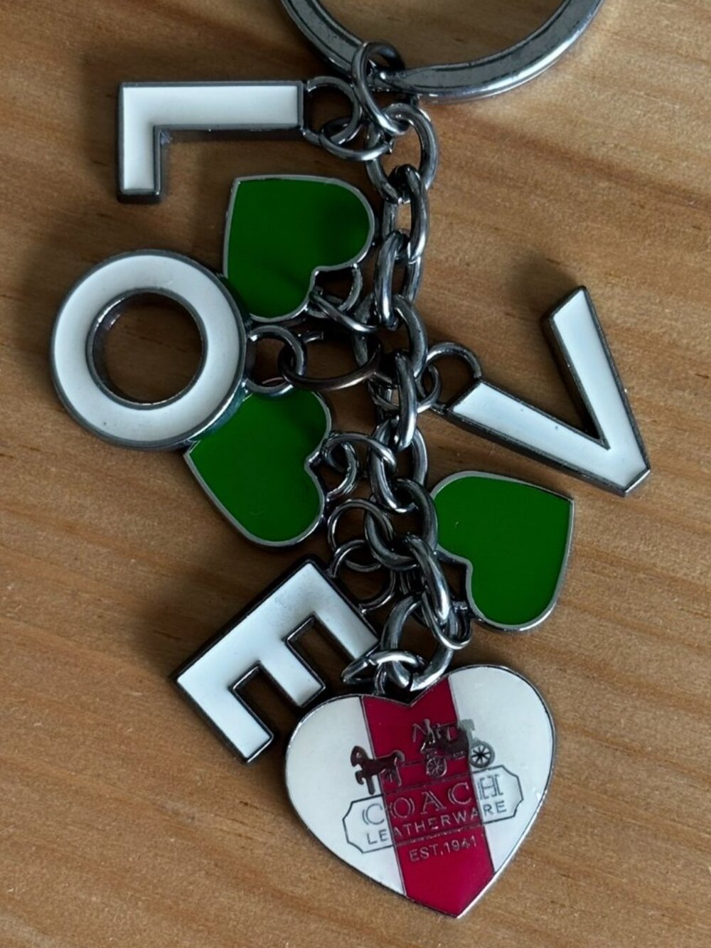Vintage Coach Y2K LOVE Enamel Multi Heart Keychain Bag Charm Fob
